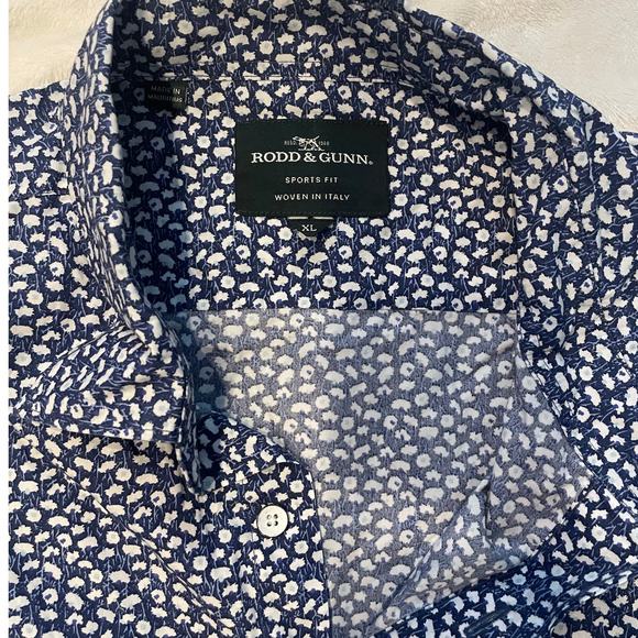 NWT RODD & GUNN Men's Sports Fit Floral Button-Up Shirt XL Indigo Long Sleeve - Picture 2 of 8